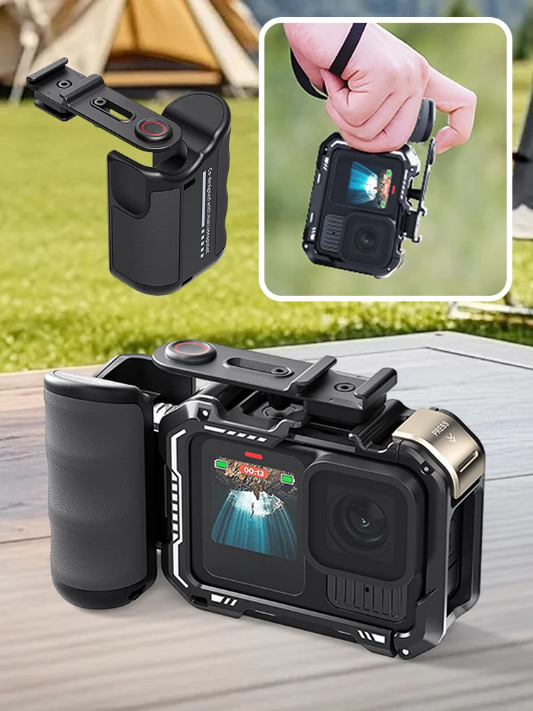 Kit de agarre Xplorer para Insta360 Ace Hero Series, empuñadura de cámara de plástico ABS con botón de obturador para accesorios Insta 360 Ace Pro 2 - imagen 5