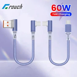 Cable USB-C acodado trenzado de carga rápida 60 W para móvil