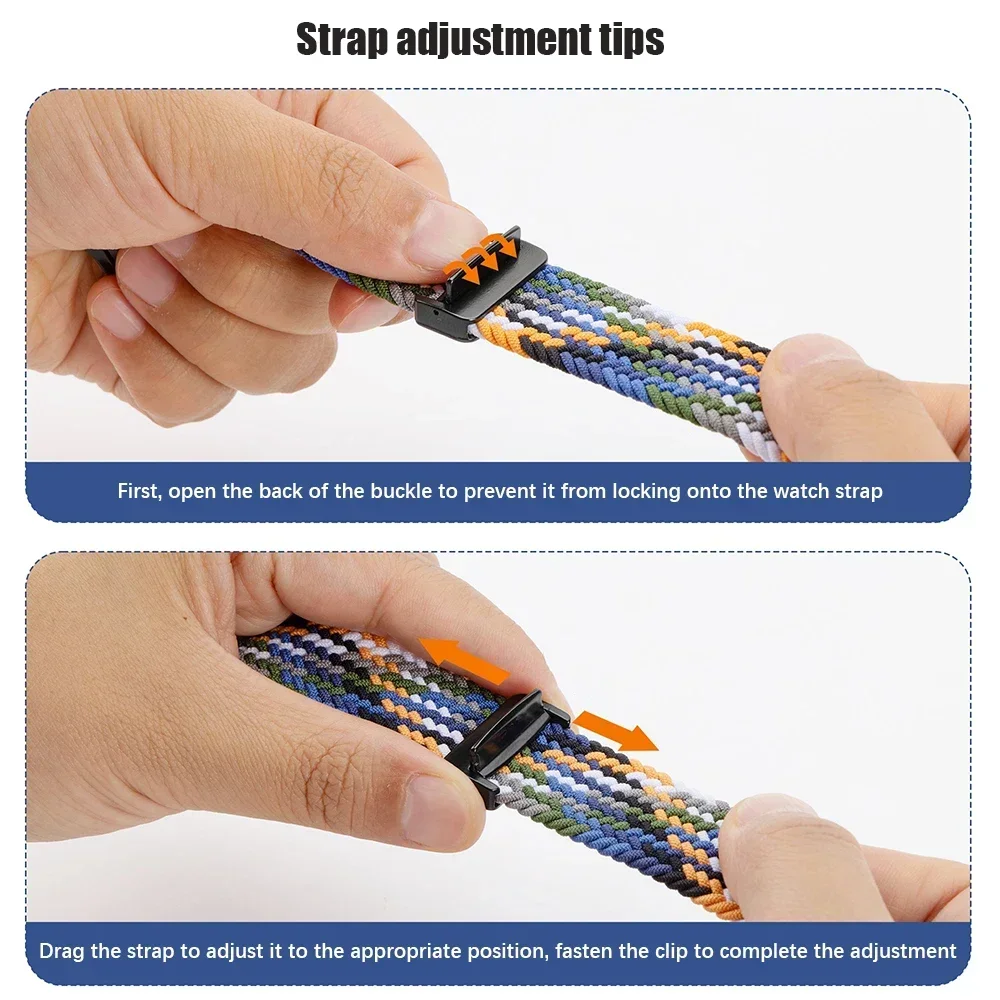 2 uds banda trenzada de nailon para HUAWEI WATCH GT 5 4 46mm Correa GT 3 2 42mm/HONOR Magic Watch 4 GS 3i pulsera elástica 20mm 22mm cinturón - imagen 5