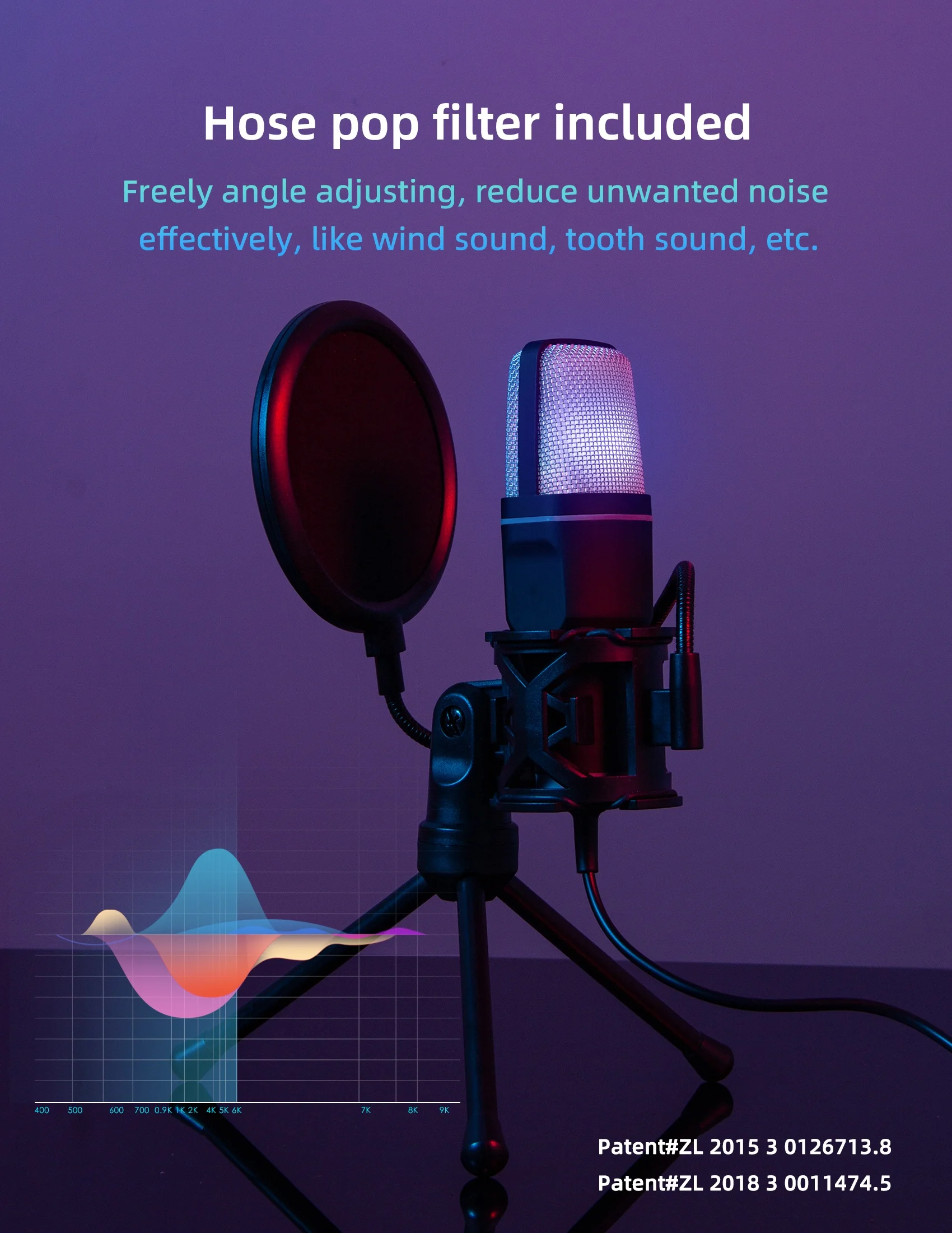 Micrófono RGB Gaming eSports ordenador de escritorio micrófono condensador micrófono plegable Anti-spray soporte de malla SF-666R - imagen 5