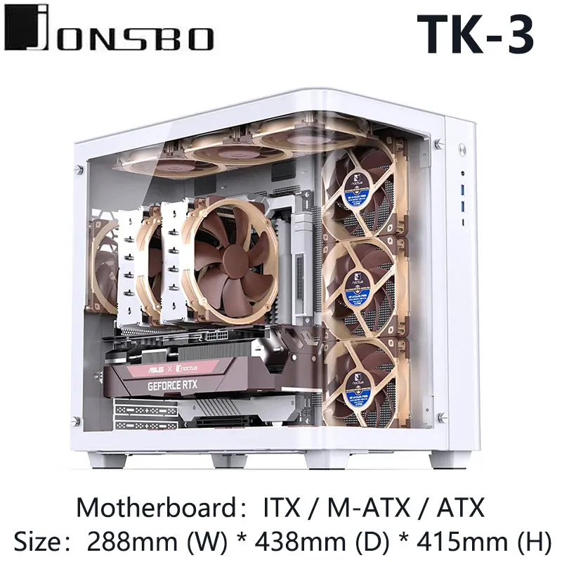 JONSBO-carcasa de ordenador TK-3, compatible con placa base ITX, M-ATX, ATX, fuente de alimentación ATX, tarjeta gráfica de menos de 420mm