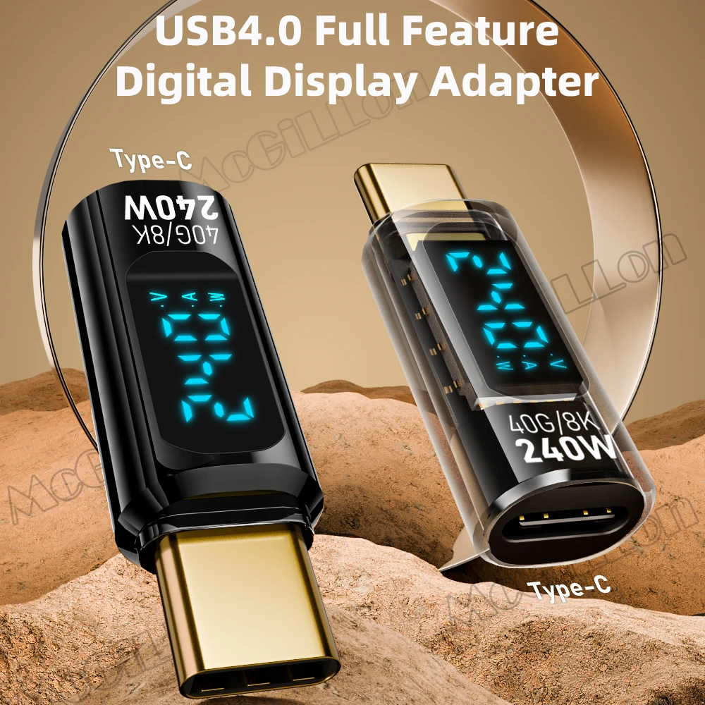 Pantalla LED transparente 240W USB4.0 40Gbps tipo C a C adaptador OTG 8K @ 60Hz 5A Cable de carga rápida para iPhone 15 14 Tablet Laptop