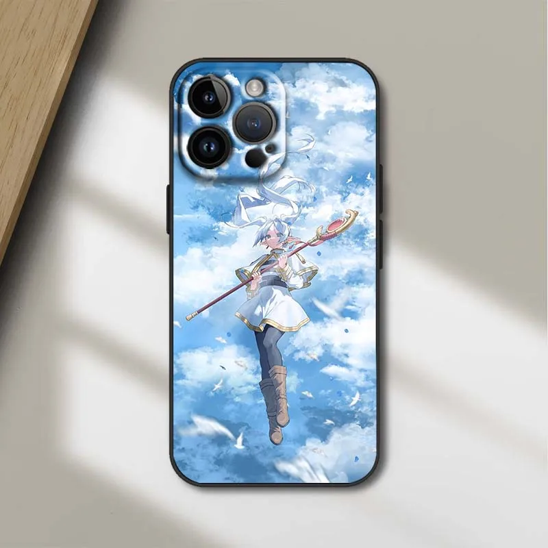 Japón Anime Frieren para Apple iPhone 12 11 8 7 6 6S XS XR X SE Mini Plus Pro Max funda de teléfono negra - imagen 4