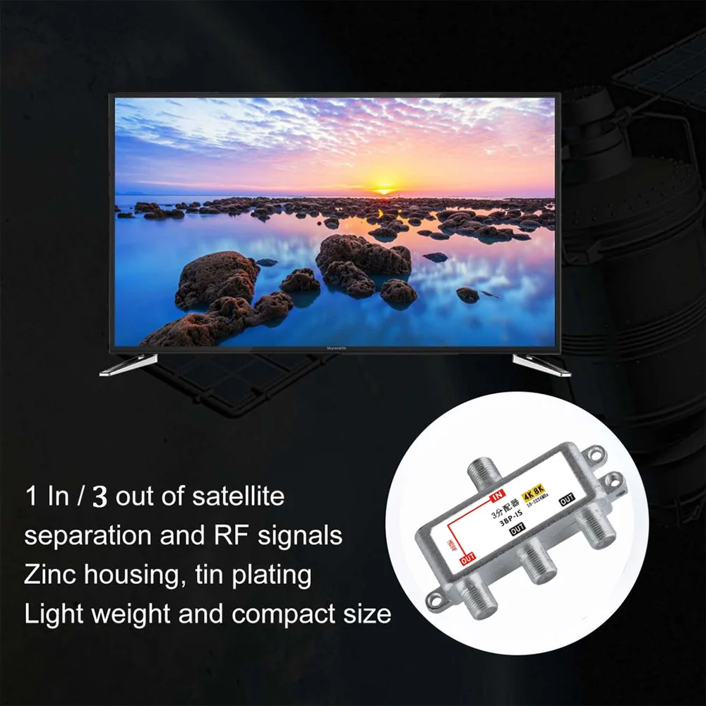 Séparateur Satellite 3 voies, câble de Signal TV, mélangeur de Signal 4K8K 3 en 1, jauge SAT/ANT, séparation Satellite, signaux RF, livraison directe - imagen 3