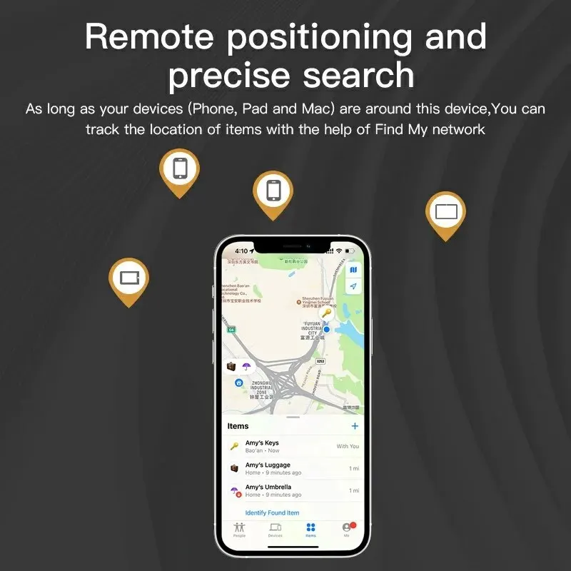 Buscador de localización remota por aplicación, rastreador de larga distancia para Apple Find My Voice Locate, maleta, bolsa para llaves, juguetes para IOS, iPhone, negro y blanco - imagen 5