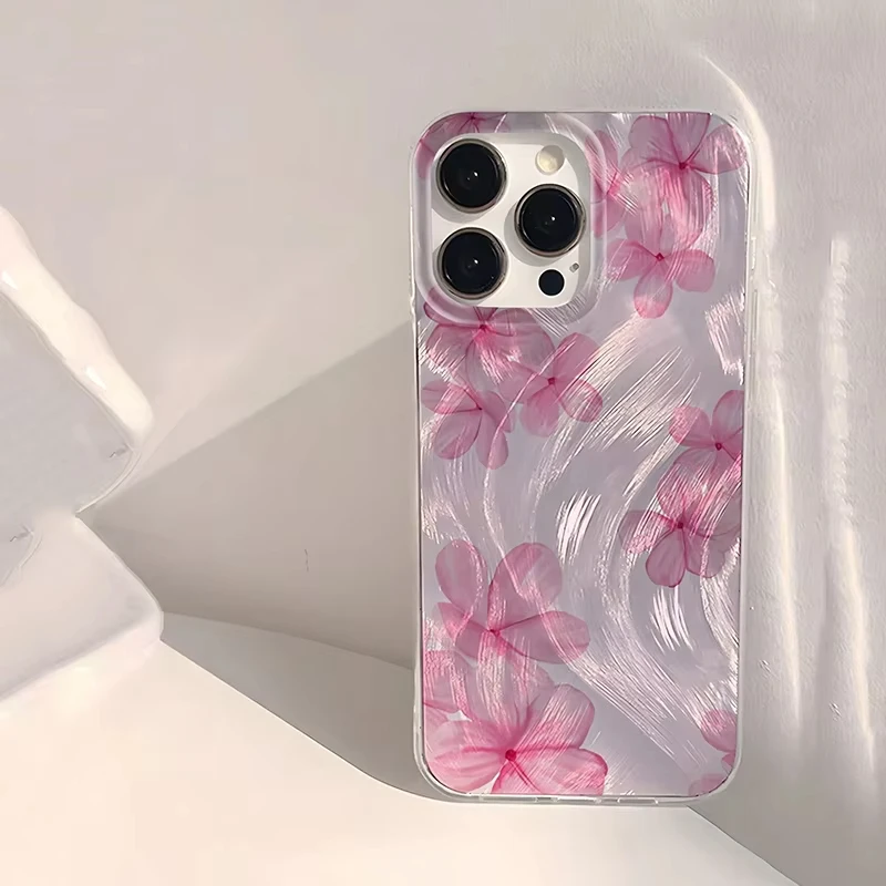 Funda de teléfono brillante para Samsung Galaxy S25 Ultra S24 S23 S22 S21 Plus A55 A54 A35 A15, funda dura con patrón de flor de hibisco de acuarela