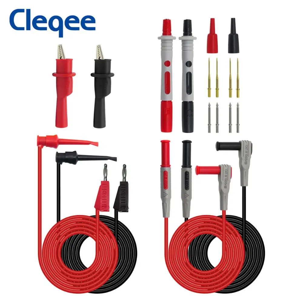 Kit de fils de Test P1308B, 8 pièces, fiche banane de sonde au crochet de test, câble de multimètre remplaçable, pince crocodile - imagen 3