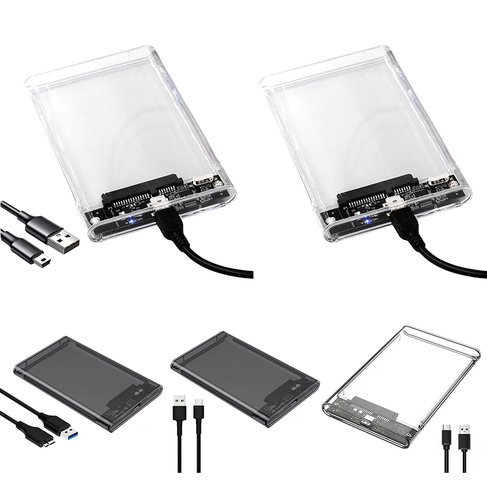 Caja de disco duro HDD SSD de 2,5 pulgadas, USB 3,1 tipo C, USB 2,0, USB 3,0, caja de unidad de estado sólido portátil SATA para MacBook PC