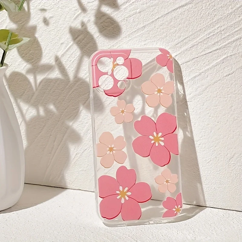 Funda de teléfono con flores rosas para iPhone 14 13 11 15 Pro Max 12 Mini XS XR X 8 7 Plus SE 2022 14Pro 13Pro, funda suave mate - imagen 5