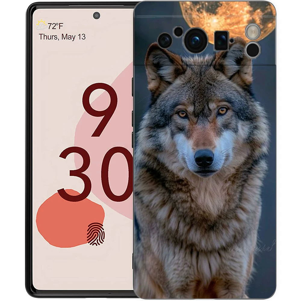 Funda de teléfono Tigre Lobo León Animal para Google Pixel 9 8 7 6 Pro XL 8A 7A 6A TPU carcasa suave a prueba de golpes cubierta negra - imagen 5