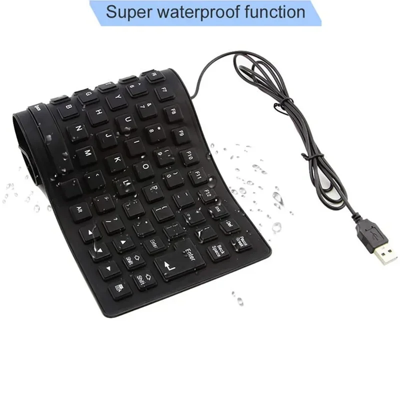 Teclado de silicona plegable de 85/109 teclas, tecla silenciosa con cable USB, resistente al agua, a prueba de polvo, teclado suave al tacto para Notebook y portátil - imagen 4