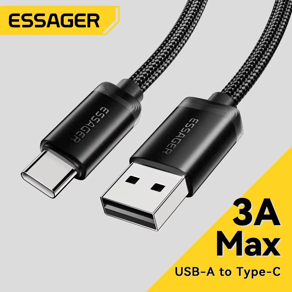 Cable Essager 3A USB tipo C para Iphone 15 plus Huawei Mate60 P60 Cable de carga rápida USB-C Cable de datos para Xiaomi Samsung