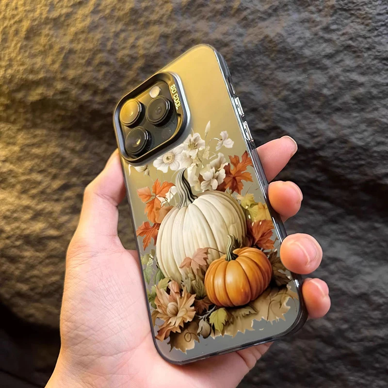 Funda de teléfono con hojas de calabaza para iPhone 17 16 15 14 13 12 11 Pro Max 16E 8 7 Plus X XS XR 17 Air SE2, cubierta a prueba de golpes, otoño y otoño - imagen 5