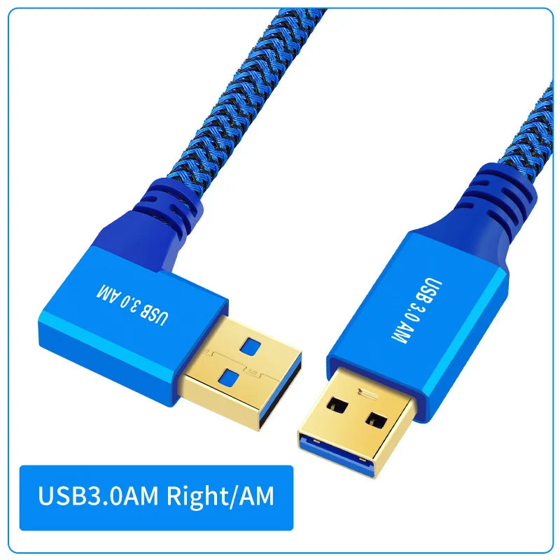 Cable de extensión USB 3,0 macho A macho, Cable de datos tipo A macho, 90 grados, ángulo izquierdo y derecho, 0,5 m, 1m, 2m, 3m - imagen 4
