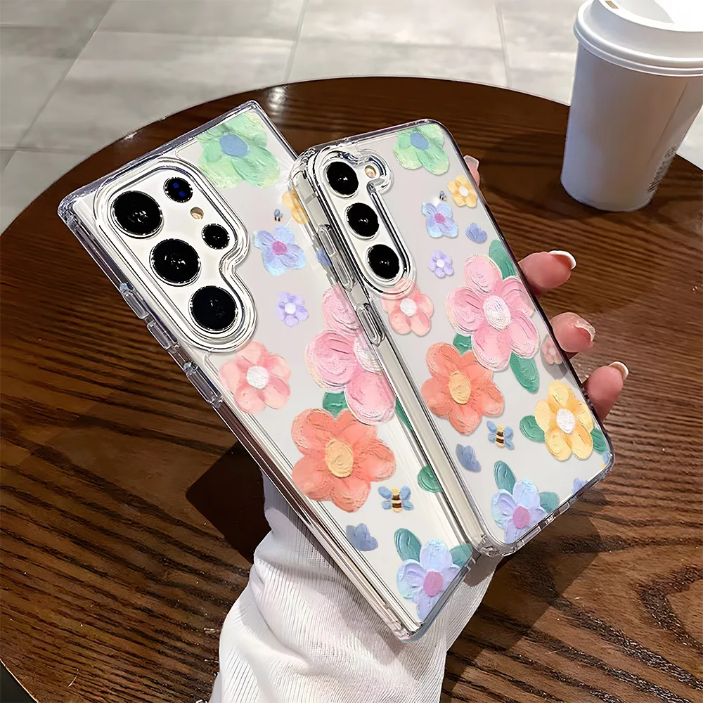 Shockproof Flower Phone Case For Samsung Galaxy S25 Ultra Funda S24 Plus S23 S22 S21 S20 FE Transparent Soft Silicon Cover Coque - imagen 2