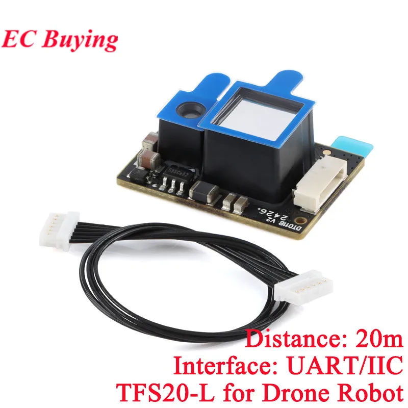 TFS20-L Módulo de sensor LiDAR micro de un solo punto en miniatura UART IIC I2C de 20 metros para robot drone