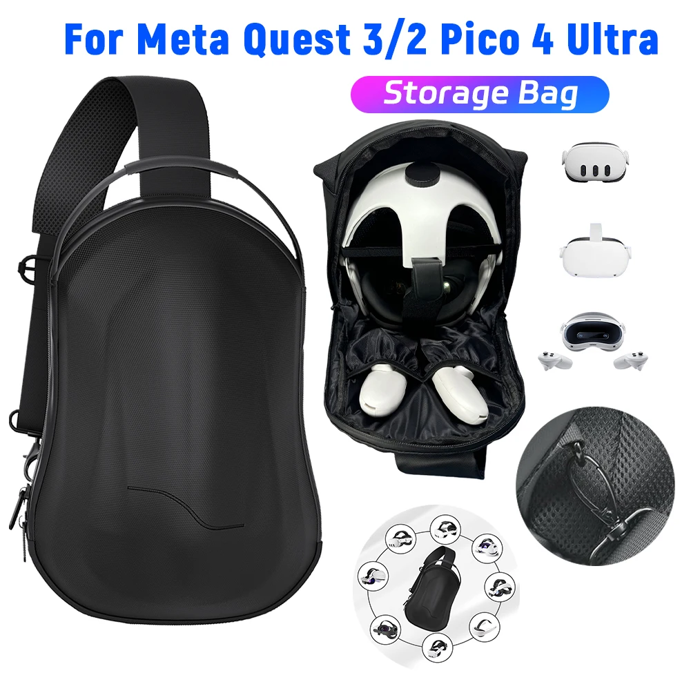 Estuche de transporte portátil, estuche rígido, bolsa de almacenamiento de viaje de un solo hombro, funda para Meta Quest 3/2 Pico 4 Ultra VR, accesorios