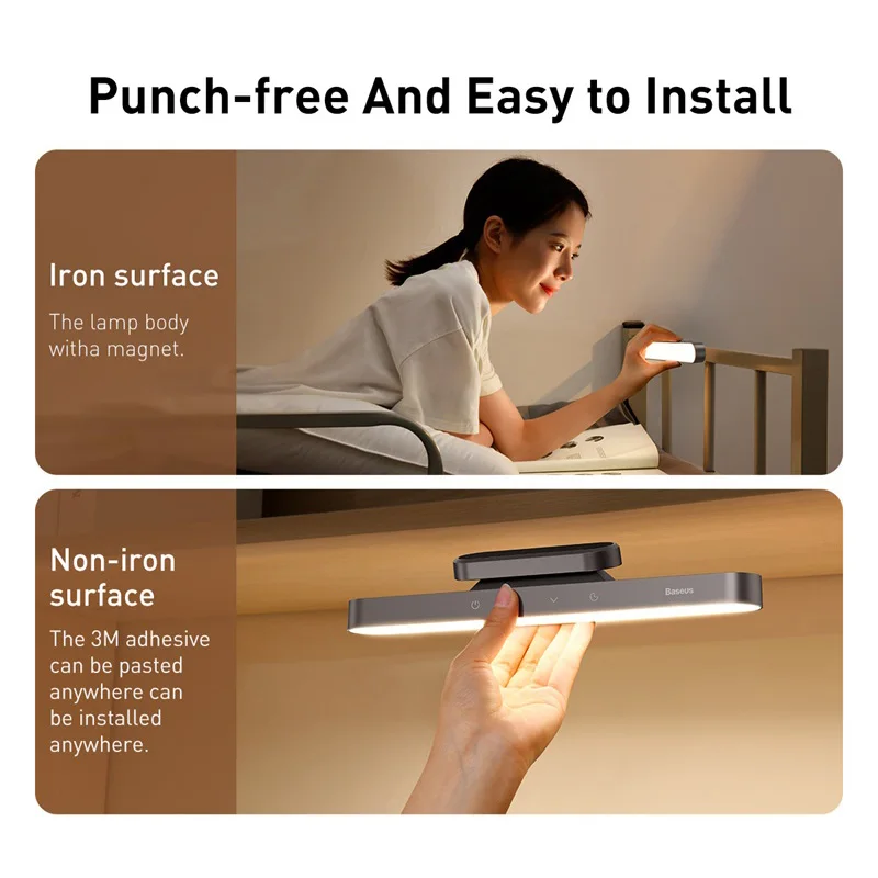 Baseus-Lámpara de mesa colgante magnética, LED recargable, atenuación continua, lectura, estudio, trabajo, protección ocular - imagen 3