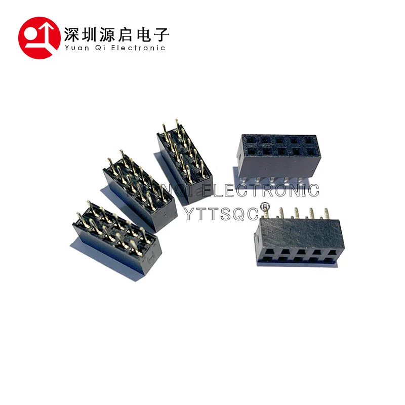 Conector de cabezal hembra de Pcb dorado Rohs, doble fila recta, perfil corto, 2x2/3/4/8P/15P/26P/40P, 10 piezas, 2,54mm de altura de plástico, 5,7mm - imagen 4