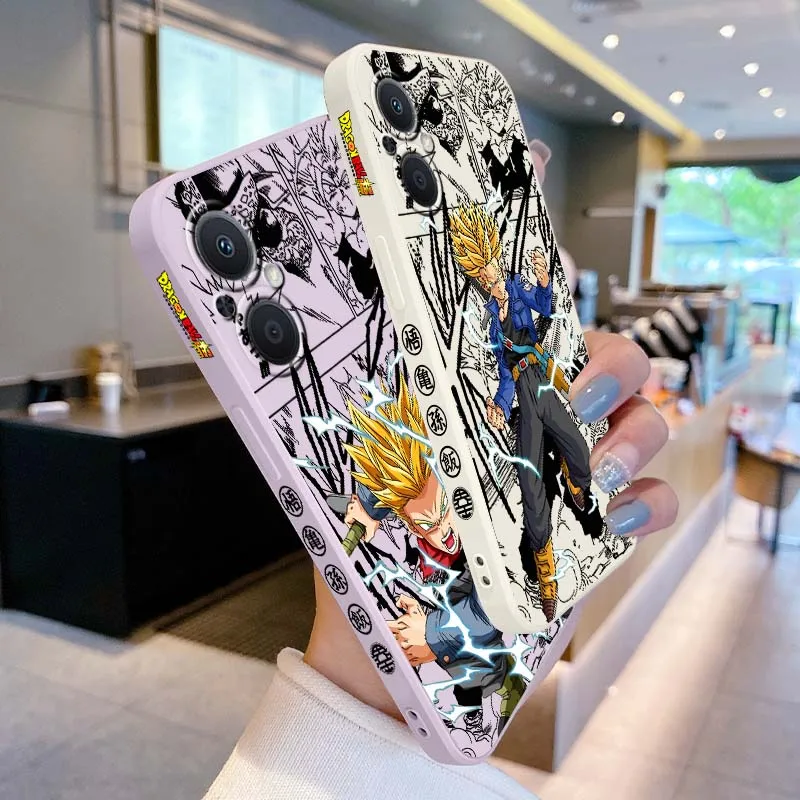D-Dragon Ball Anime Trunks cubierta para OPPO Reno 8 7 A96 A78 A74 A72 A58 A53 A40 Lite 5G funda de teléfono con cuerda izquierda líquida - imagen 2