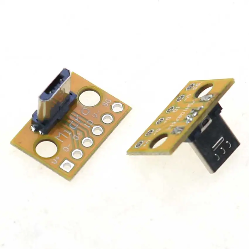 Placa de prueba Micro USB Vertical 5P 5 pines, conector macho hembra, puerto de carga, placa adaptadora multifuncional de 2,54mm, 5 unidades - imagen 4