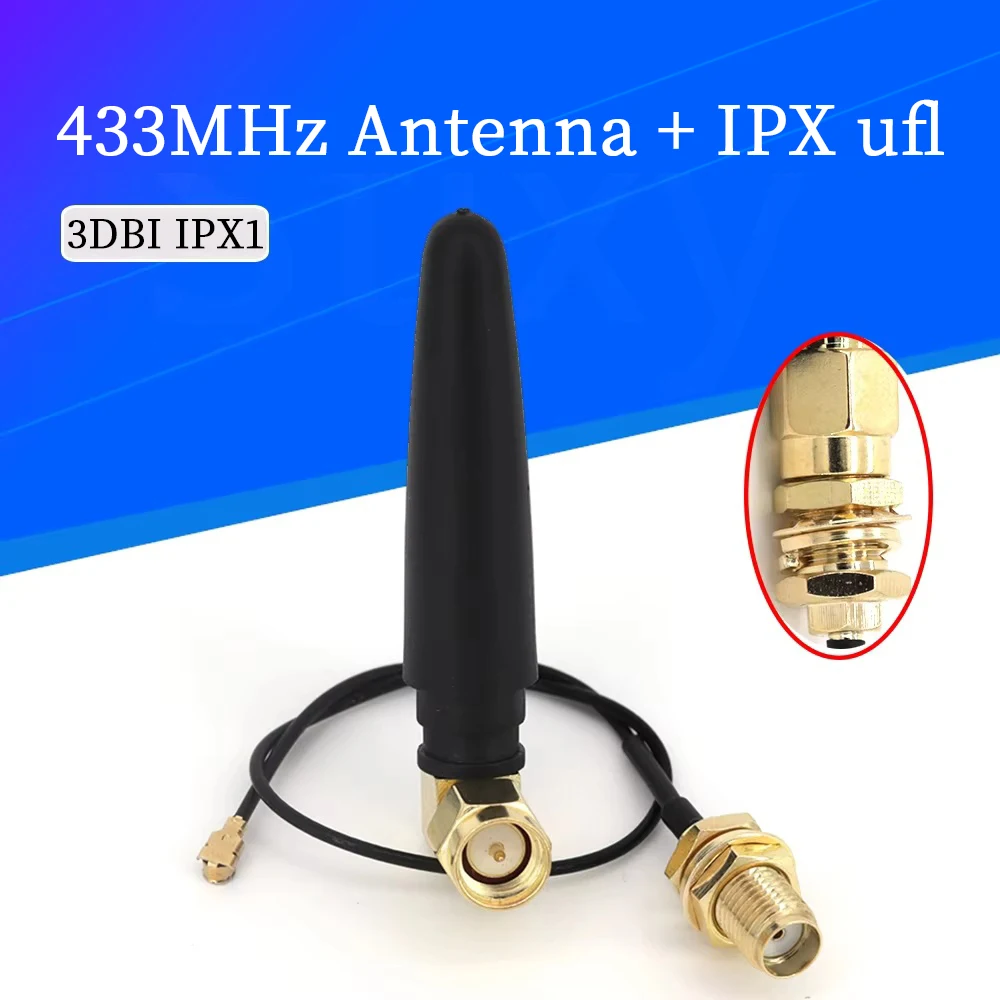 Antena 433MHz + IPX ufl. Cable Pigtail 1,13 Lora Lorawan 3dbi GSM Antenas 433 MHz Antena direccional Conector macho SMA