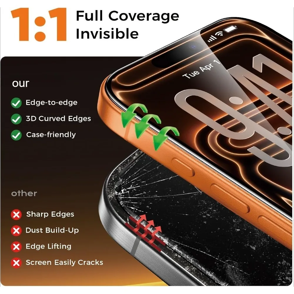 Protector de pantalla Ultra HD para iPhone 17 16 15 14 Pro Max Air 13 12 11 Pro 16 15 Plus XR XS Max vidrio templado antiarañazos 2 uds - imagen 3