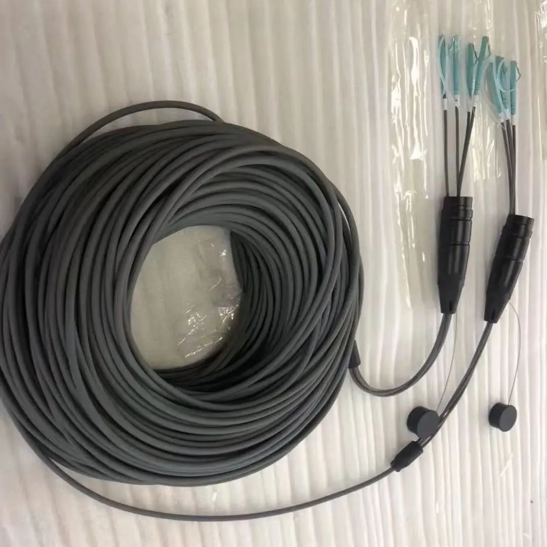 Cable de conexión de fibra blindada 4 núcleos OM3 TPU 50m60m70m80m100m120M 4C SC LC FC ST APC multimodo 4 fibras puente de fibra óptica al aire libre - imagen 2