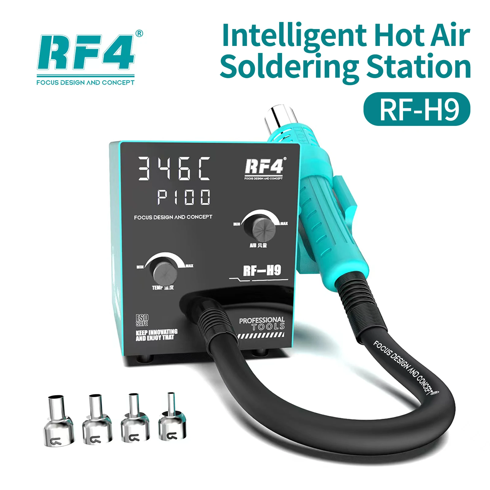 Estación de soldadura de aire caliente con pantalla Digital inteligente RF4 RF-H9 para PCB BGA IC Chip retrabajo herramienta de estación de soldadura para desoldar