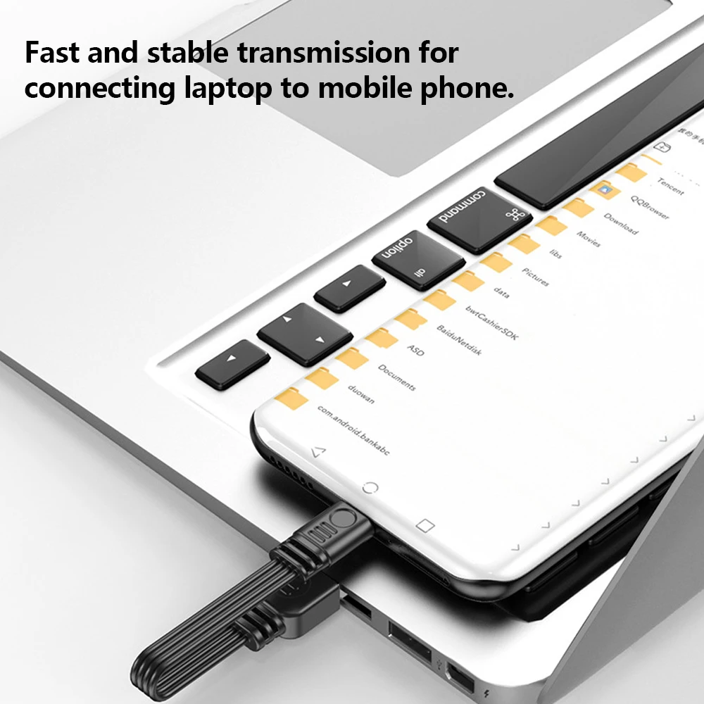 Cable de datos USB a tipo C con conector flexible de 360 grados Transferencia de datos USB 2.0 y cable flexible de silicona plano de entrega de energía 2A - imagen 5