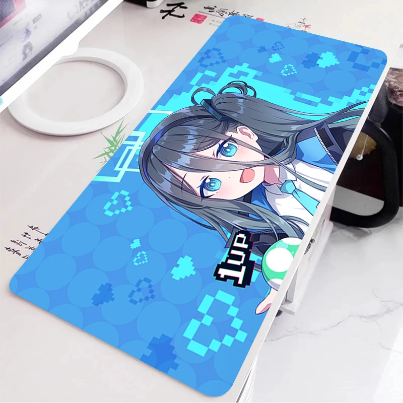 Alfombrilla de ratón de Anime, almohadillas azules de dibujos animados A-Archive para ordenador portátil, accesorios de oficina, alfombrilla de escritorio para teclado, alfombra de goma, alfombrilla de ratón Kawaii para chica - imagen 5