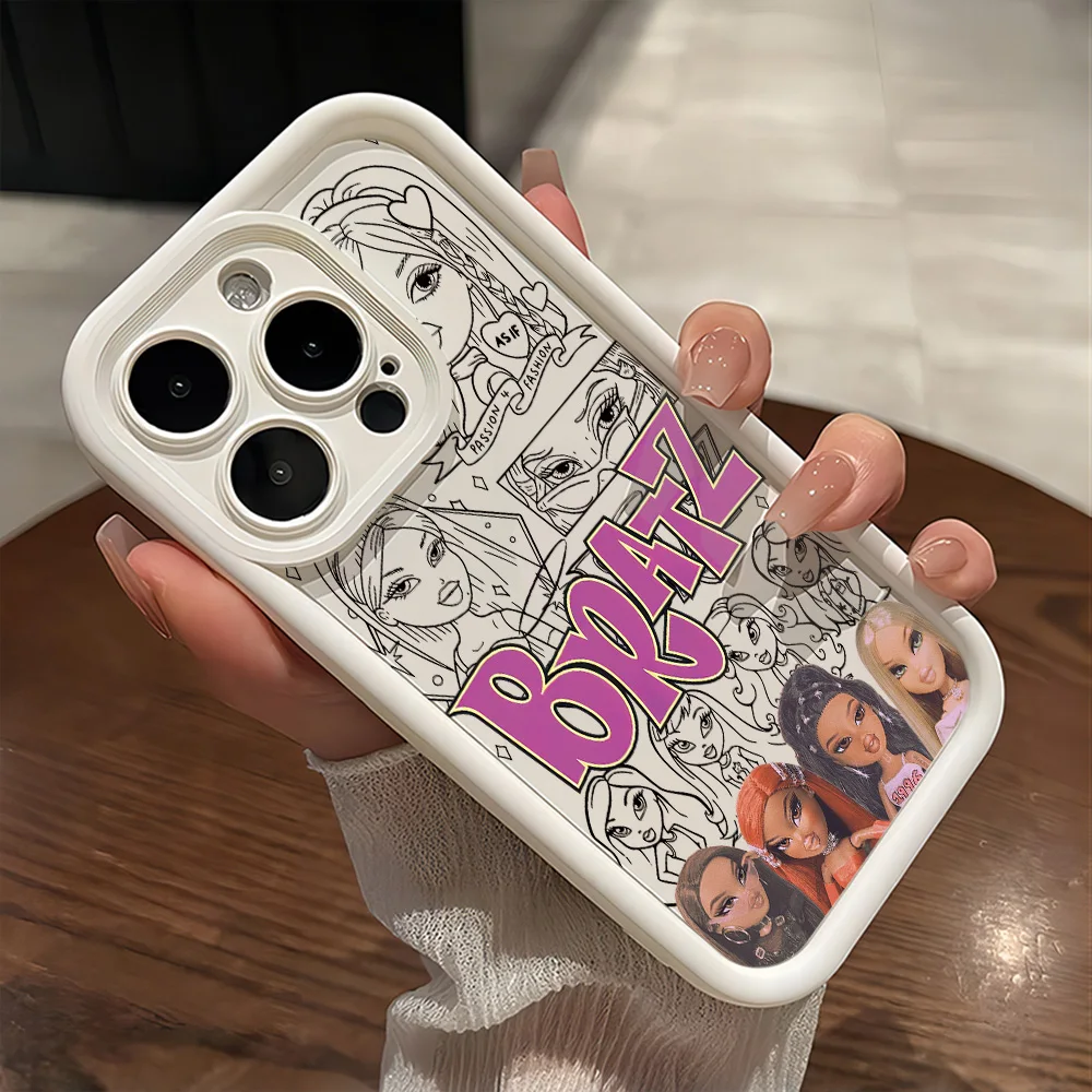 Muñecas de moda BratzS funda de teléfono caliente para IPhone 17 16e 16 15 14 13 12 11 Air Pro Max Mini XR XS X 7 8 6s Plus cubierta trasera suave de TPU - imagen 3
