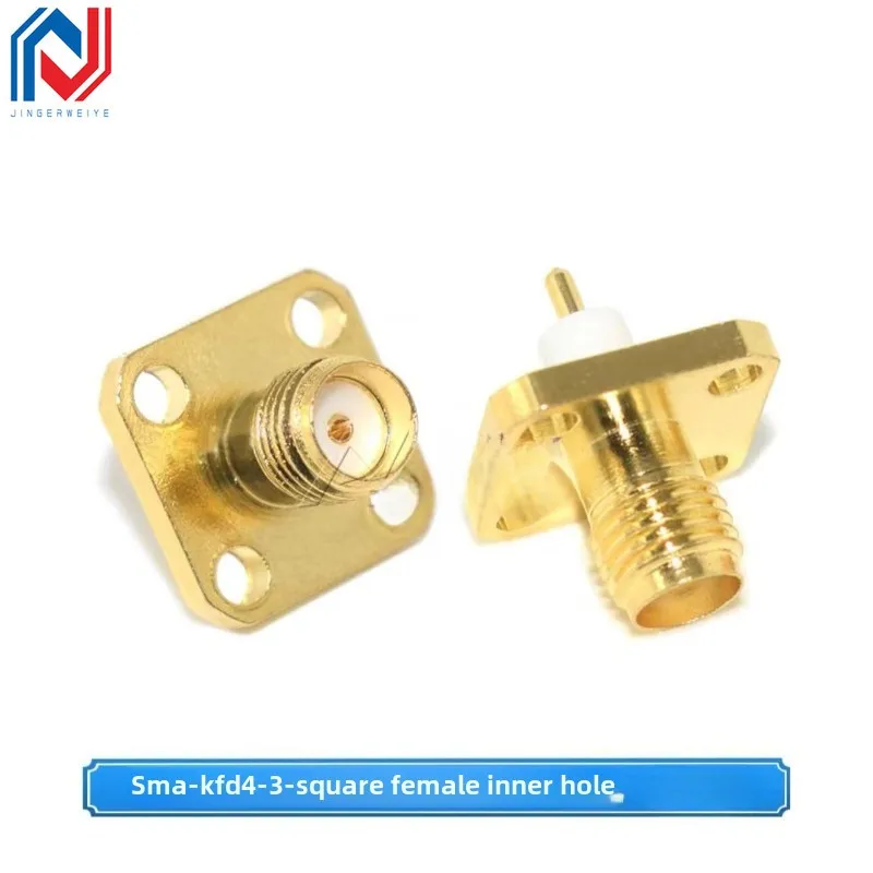 Conector coaxial RF Jack hembra SMA, brida de 4 orificios, poste de soldadura recto chapado en oro, nueva venta al por mayor