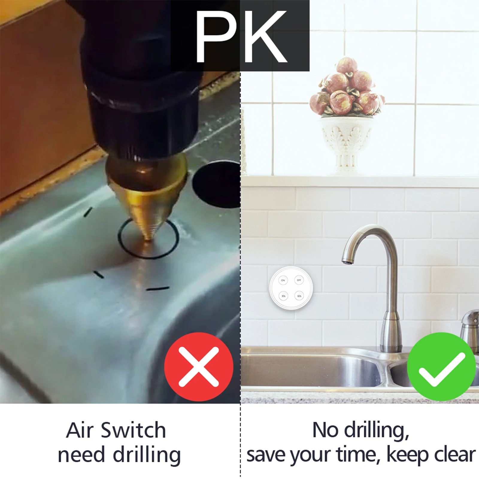 LoraTap-enchufe inalámbrico RF868Mhz KR para triturador de basura, molinillo de residuos de alimentos, Control remoto, temporizador de 30,60s, fácil instalación - imagen 5