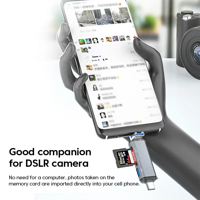 Adaptador 6 en 1 USB A Lightning A tipo C para iPhone, iPad, convertidor de Conector Micro A USB C OTG, lector de tarjetas TF SD - imagen 4