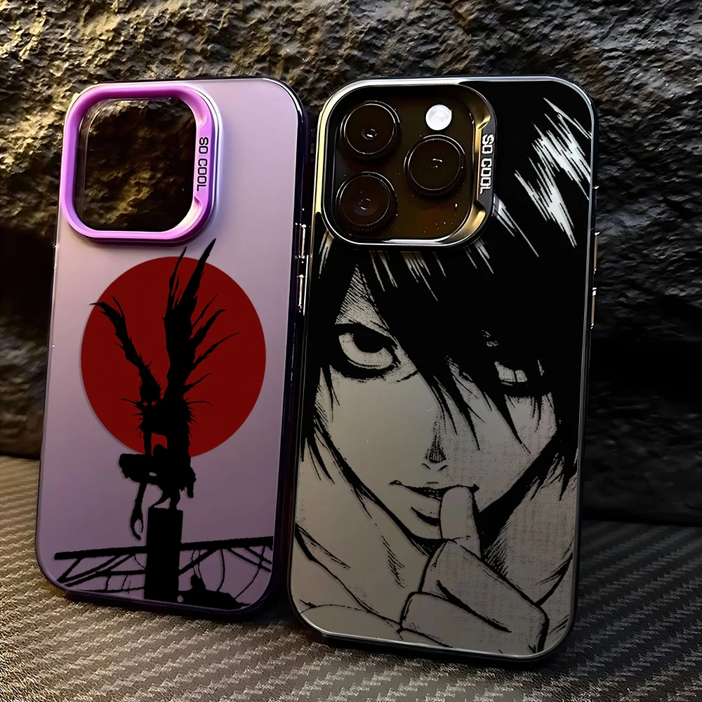 Funda de teléfono Anime Death Note para iPhone 16 15 14 13 12 11 Pro Max X XR XSMAX 8 7 Plus, funda trasera mate caramelo a prueba de golpes