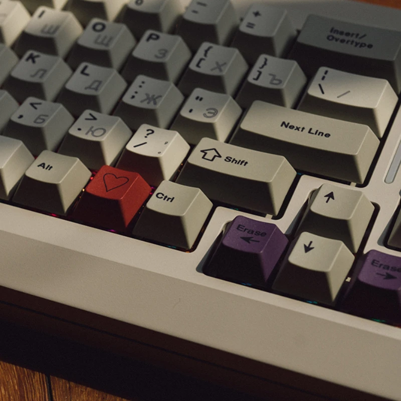 Juego de teclas rusas Vintage PBT, 155 teclas, tapa de teclado gris personalizada, perfil de cereza, teclas para juegos para teclado mecánico - imagen 4