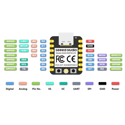 Seeeduino-Placa de desarrollo compatible con Bluetooth, módulo de 4MB, Flash, 400KB, SRAM para Arduino, estudio XIAO ESP32-C3, WiFi, malla 5,0 - imagen 3