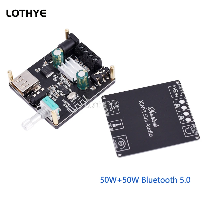 DC 8-26V Audio estéreo de doble canal Bluetooth 5,0 Placa amplificadora de potencia Digital 50W + 50W Módulo amplificador con Bluetooth AUX - imagen 2
