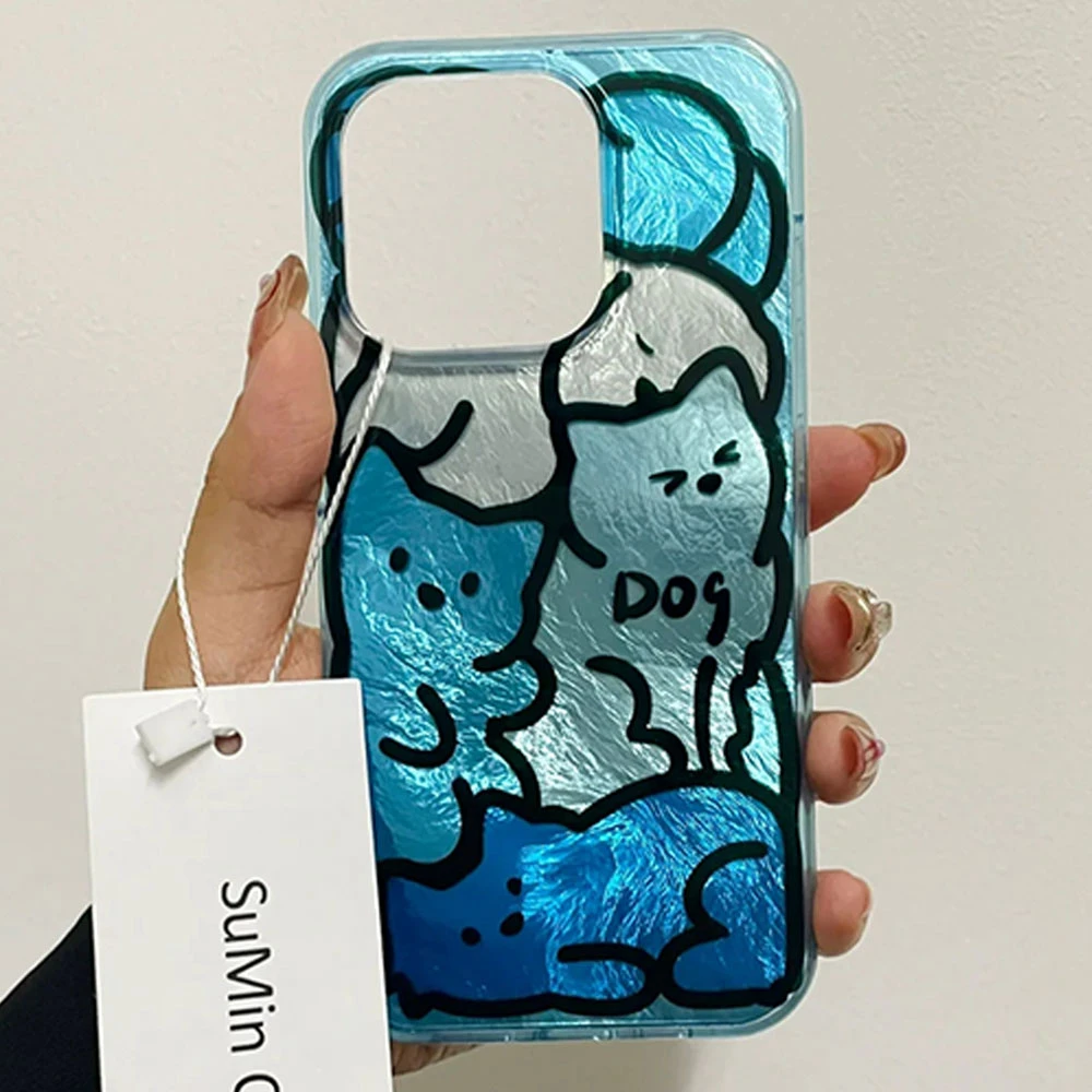 Para Samsung Galaxy S25 Edge S24 S23 S22 S21 S20 FE Plus Ultra Line Puppy Blue Vortex patrón parachoques trasero a prueba de golpes funda de teléfono - imagen 4