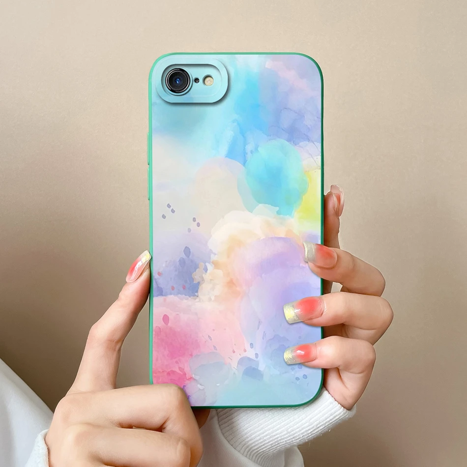 Funda de caramelo para iPhone 7 8 Plus iPhone SE X XR XS Max iPhone6, funda de teléfono Beach Sky, parachoques de protección de lente de silicona líquida suave - imagen 4