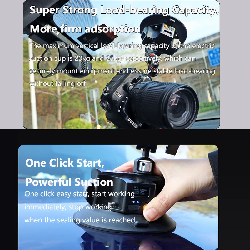 Ventosa eléctrica fuerte de 4,5/5/6 pulgadas, cámara de coche con ventosa, absorción de impacto, cámara deportiva, herramienta de disparo fija para teléfono Cam - imagen 5