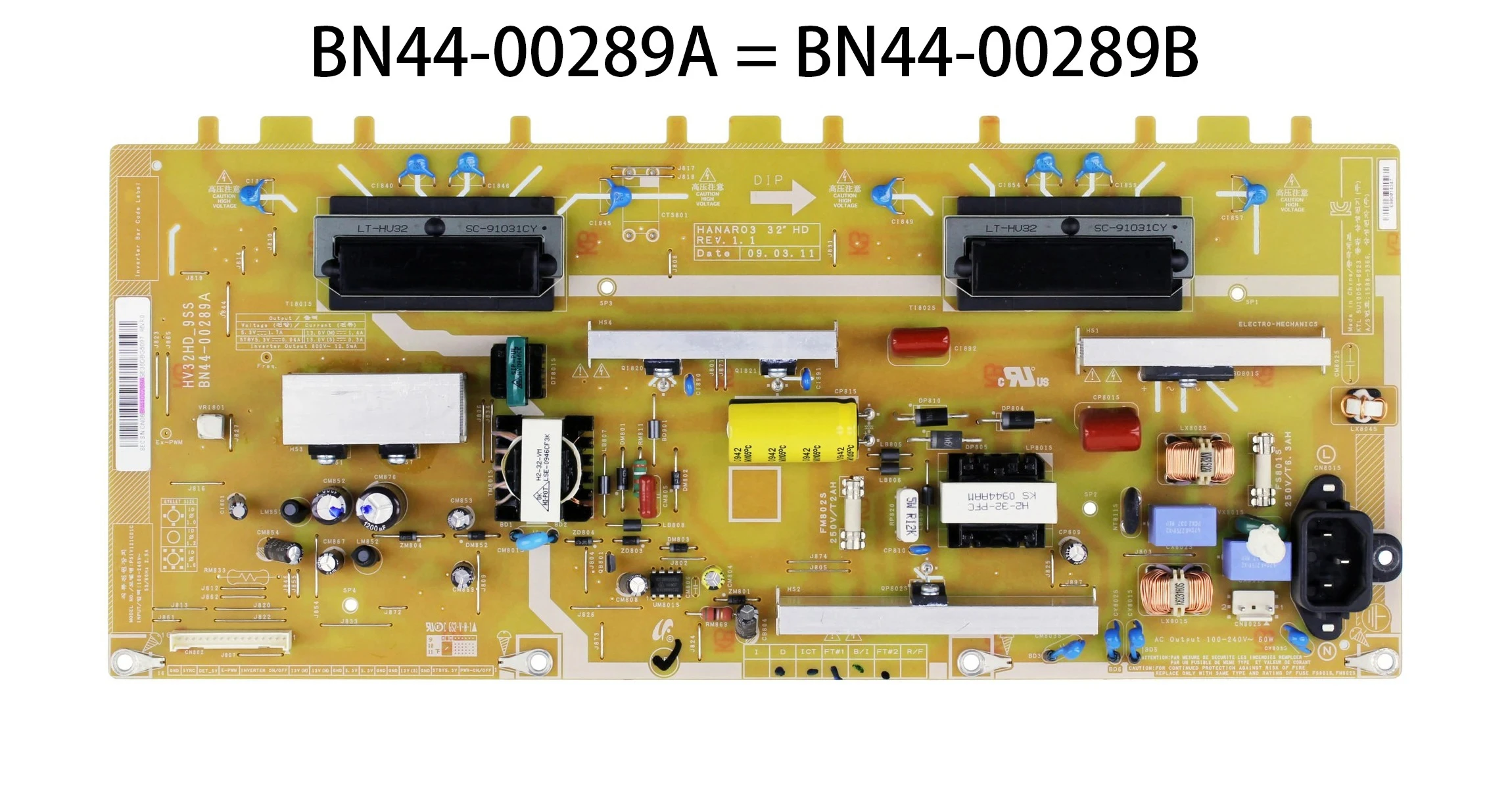 BN44-00289A BN44-00289B HV32HD_9SS La placa de alimentación es para TV LE32B350F1WXXC LE32B350F1WXXU LN32B360C5DUZA LN32B360C5DXZA de 32"
