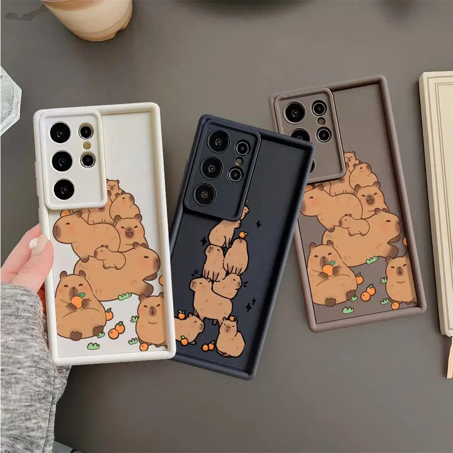 Funda de teléfono para Samsung Galaxy S22 S25 Ultra S24 FE S25 S23 Plus S24 Note 20 Ultra S23 S21 S20 TPU suave capibara dibujos animados lindo - imagen 4