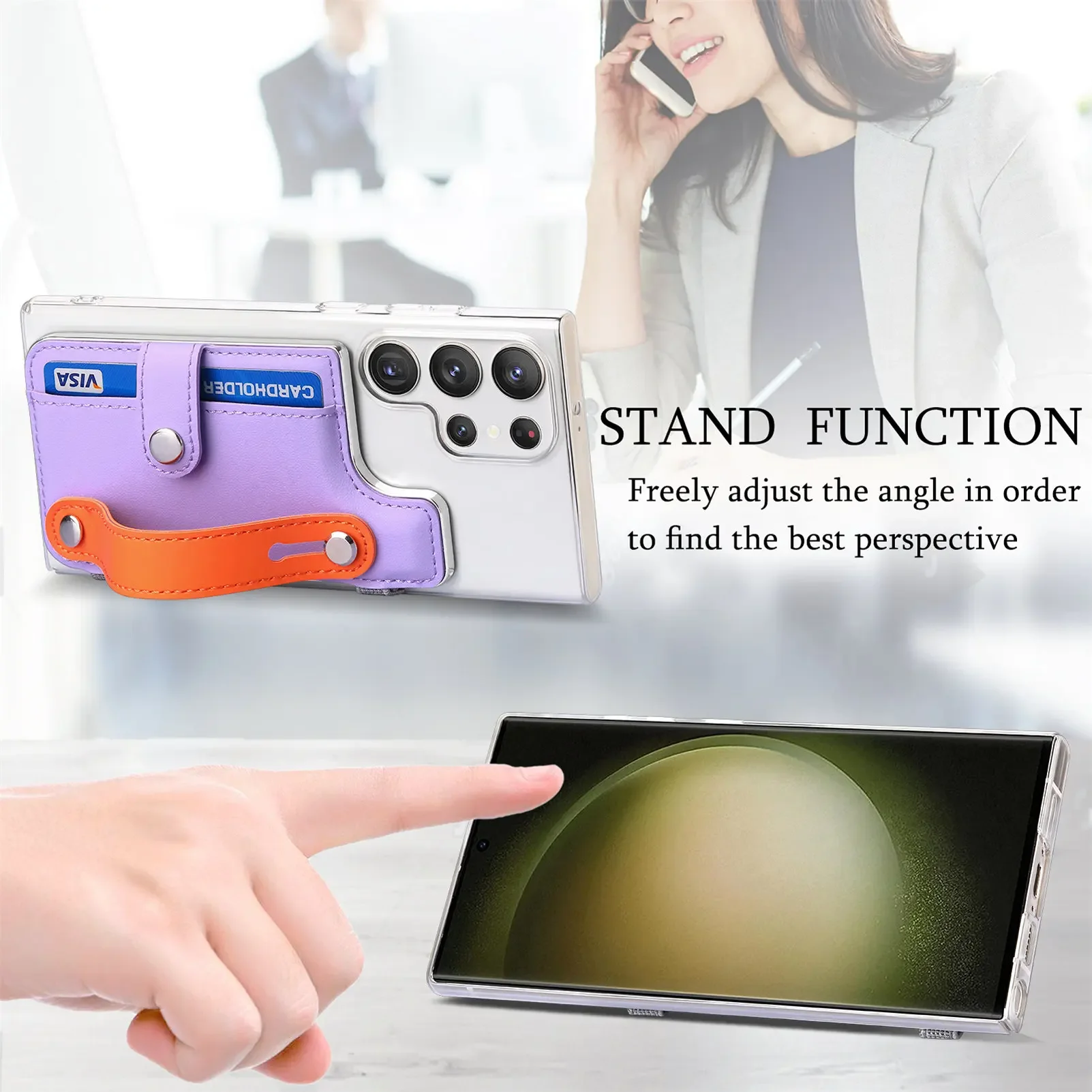 Funda tipo billetera Solt con tarjetas para Samsung Galaxy S23 Ultra S22 Plus S20 FE A54 A14 A12 A24 A33 A34 A53 5G, funda transparente - imagen 3