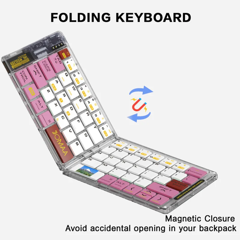 Jomaa portátil 2,4G Bluetooth inalámbrico teclado transparente ratón Combo teclado plegable recargable con ratón silencioso de 2400DPI - imagen 4