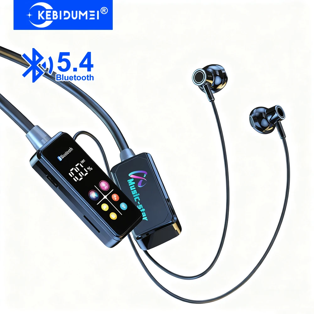 Auriculares Bluetooth 5,4 auriculares inalámbricos pantalla LED auriculares con banda para el cuello auriculares estéreo HiFi soporte auriculares Monitor TF Play