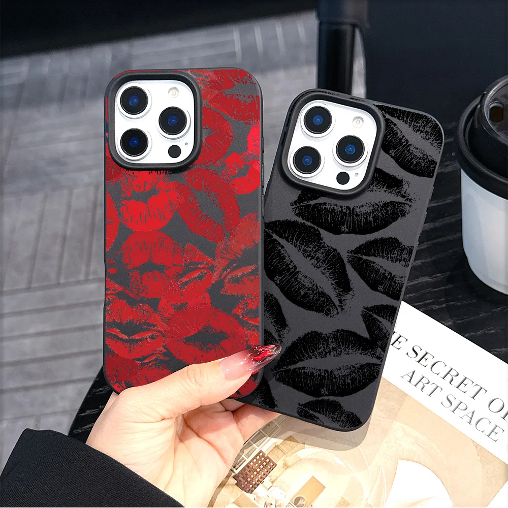 Y2K labios atractivos moda lujo mate silicona suave funda de teléfono para Samsung S25 S24 S23 S22 S21 S20 S10 FE Plus Ultra 4G 5G cubierta