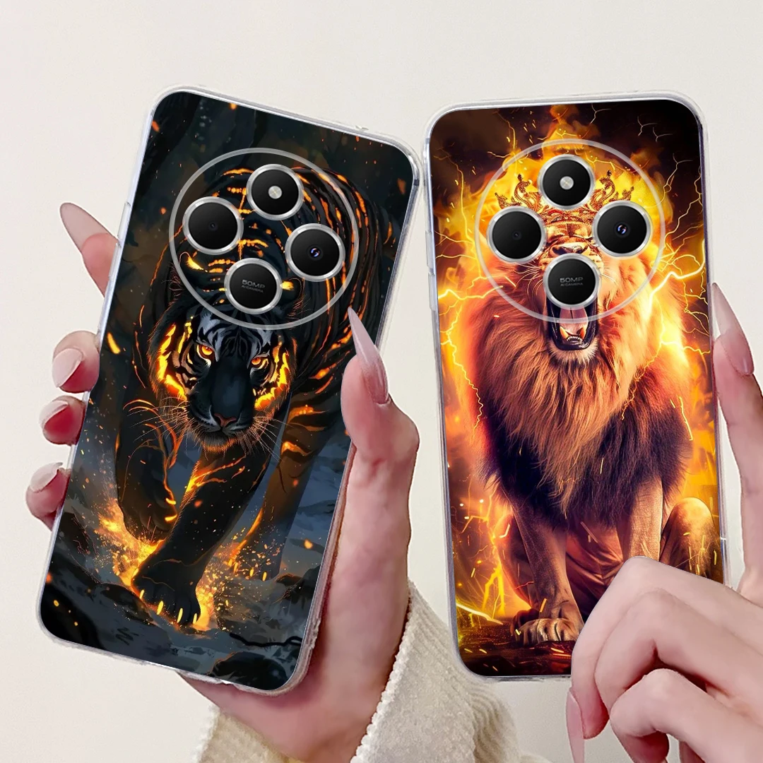 Para Xiaomi Redmi 14C funda bonita de gato de dibujos animados cubierta pintada funda de silicona suave para Xiaomi Poco C75 PocoC75 Redmi14C bolsas de cubierta trasera - imagen 3