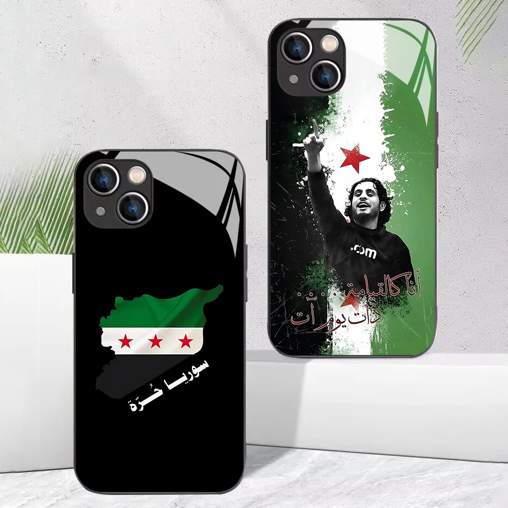Funda de teléfono con bandera de la revolución de S-Syria para iPhone 16 15 14 13 12 Mini 11 Pro XS Max XR X SE 2022 8 7 Plus, funda trasera con marco de silicona - imagen 2